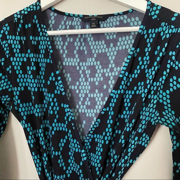 Banana Republic Dress Wrap Circle Geometric Pattern V-Neck Midi Business Casual - Picture 6 of 9